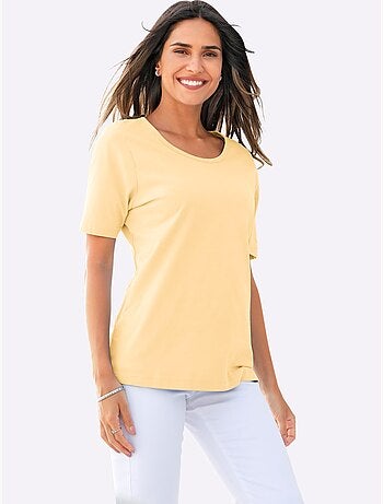 T-shirt à encolure ronde et manches courtes uni - Taille standard - Moda Vilona