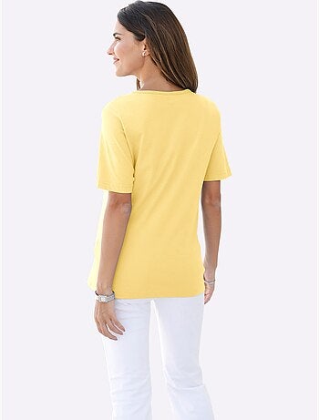 T-shirt à encolure ronde et manches courtes uni - Taille standard - Moda Vilona