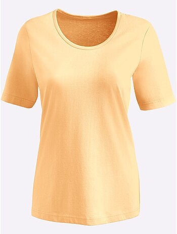 T-shirt à encolure ronde et manches courtes uni - Taille standard - Moda Vilona