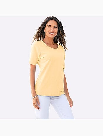T-shirt à encolure ronde et manches courtes uni - Taille standard - Moda Vilona