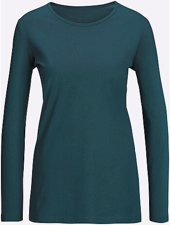 T-shirt femme confortable à manches longues et col arrondi - Taille standard - Moda Vilona