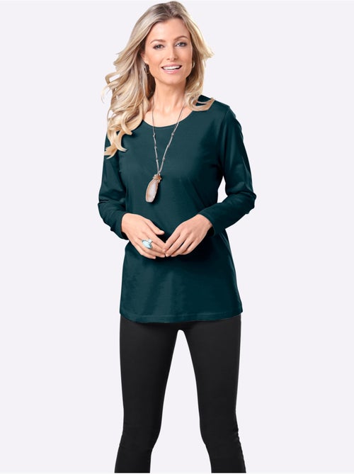 T-shirt féminin confortable à manches longues avec col rond - Taille standard - Moda Vilona - Kiabi T-shirt féminin confortable à manches longues avec col rond - Taille standard - Moda Vilona - Kiabi