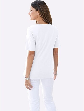 T-shirt à encolure ronde et manches courtes uni - Taille standard - Moda Vilona