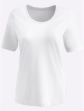 T-shirt à encolure ronde et manches courtes uni - Taille standard - Moda Vilona