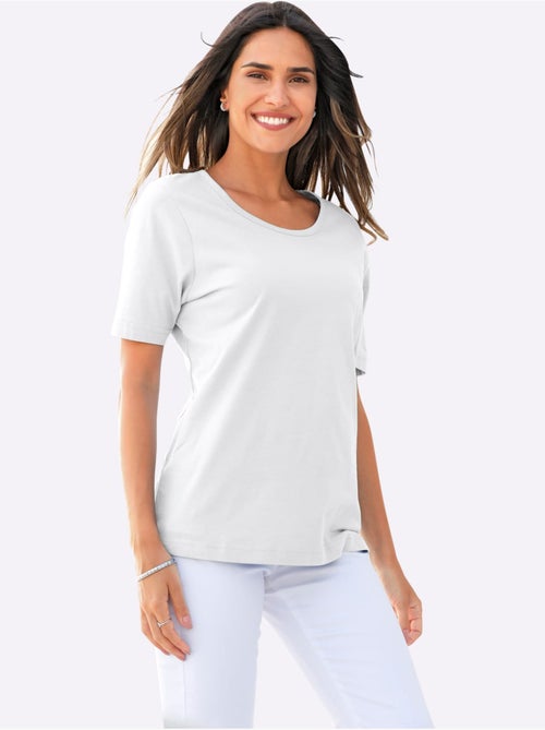 T-shirt féminin uni à encolure ronde et manches courtes - Taille standard - Moda Vilona - Kiabi