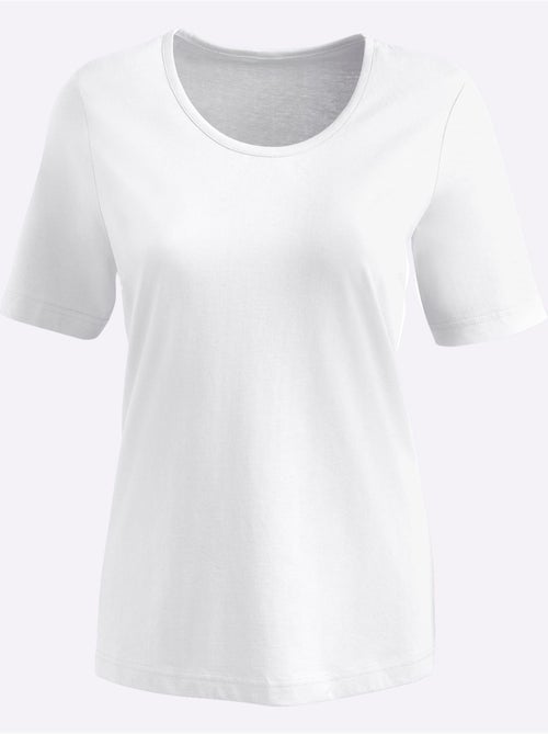 T-shirt féminin uni à encolure ronde et manches courtes - Taille standard - Moda Vilona - Kiabi