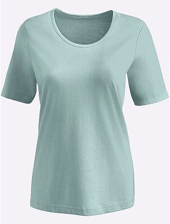 T-shirt à encolure ronde et manches courtes uni - Taille standard - Moda Vilona