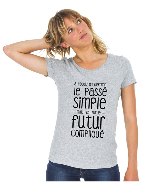 T-shirt Femme - A L'ÉCOLE ON APPREND LE PASSÉ SIMPLE - Kiabi