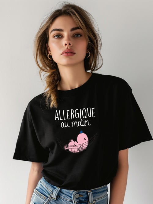 T-shirt Femme - ALLERGIQUE AU MATIN - Kiabi