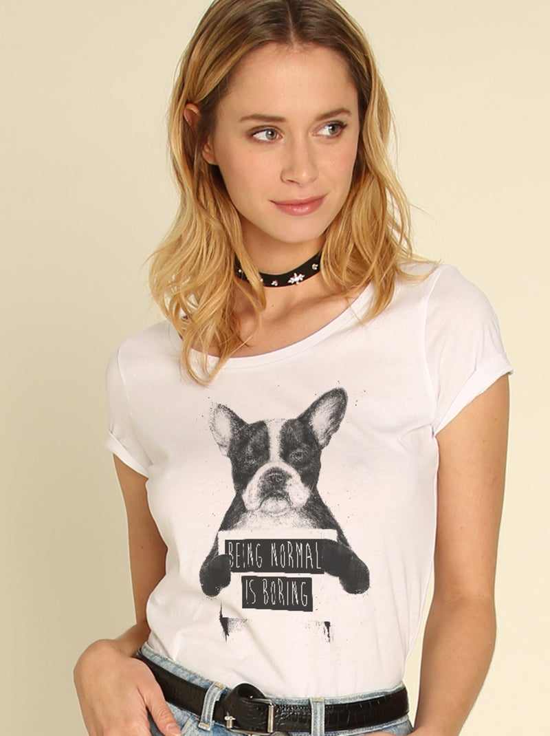 T-shirt Femme - BEING NORMAL IS BORING Blanc - Kiabi