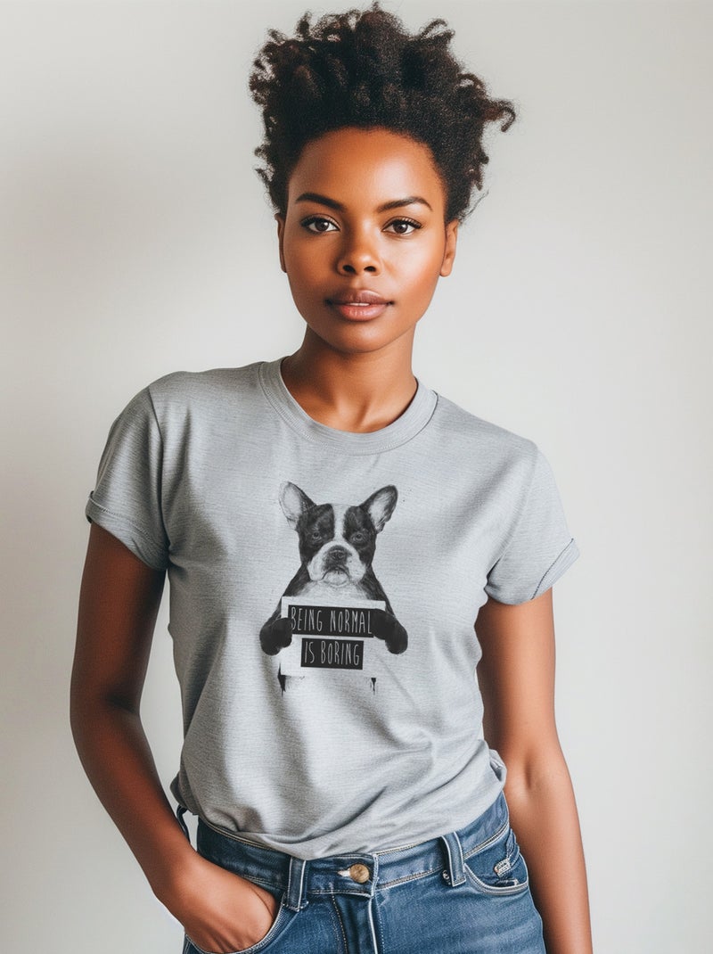 T-shirt Femme - BEING NORMAL IS BORING Gris chiné - Kiabi