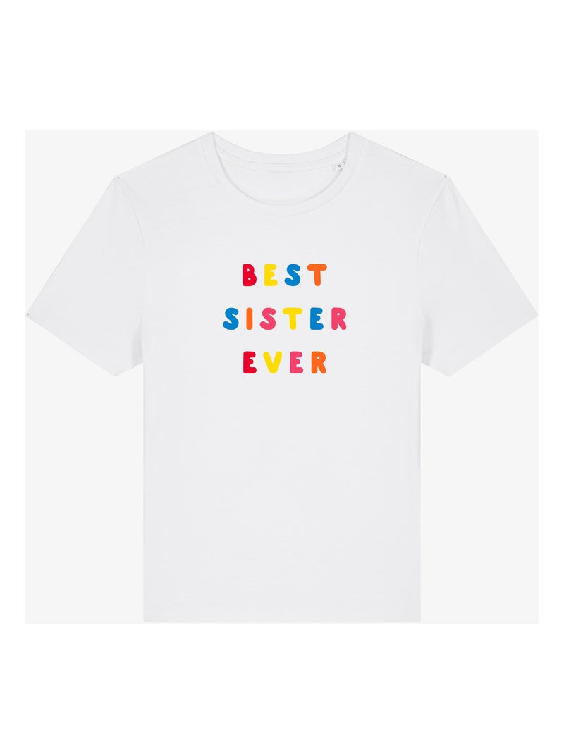 T-shirt Femme - BEST SISTER EVER COLORÉE WAF Blanc - Kiabi