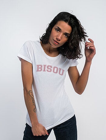 T-shirt Femme - BISOU TYPO USA
