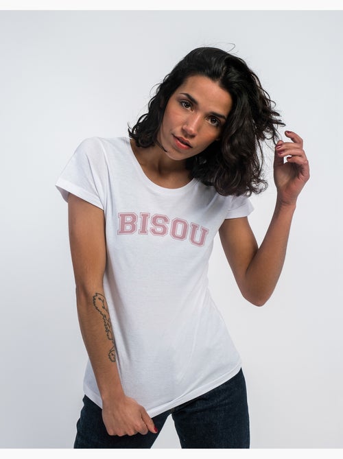 T-shirt Femme - BISOU TYPO USA - Kiabi