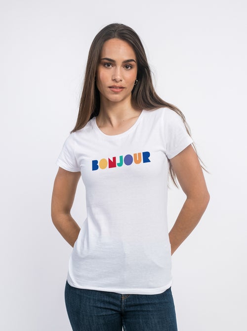 T-shirt Femme - BONJOUR COLORÉ - Kiabi