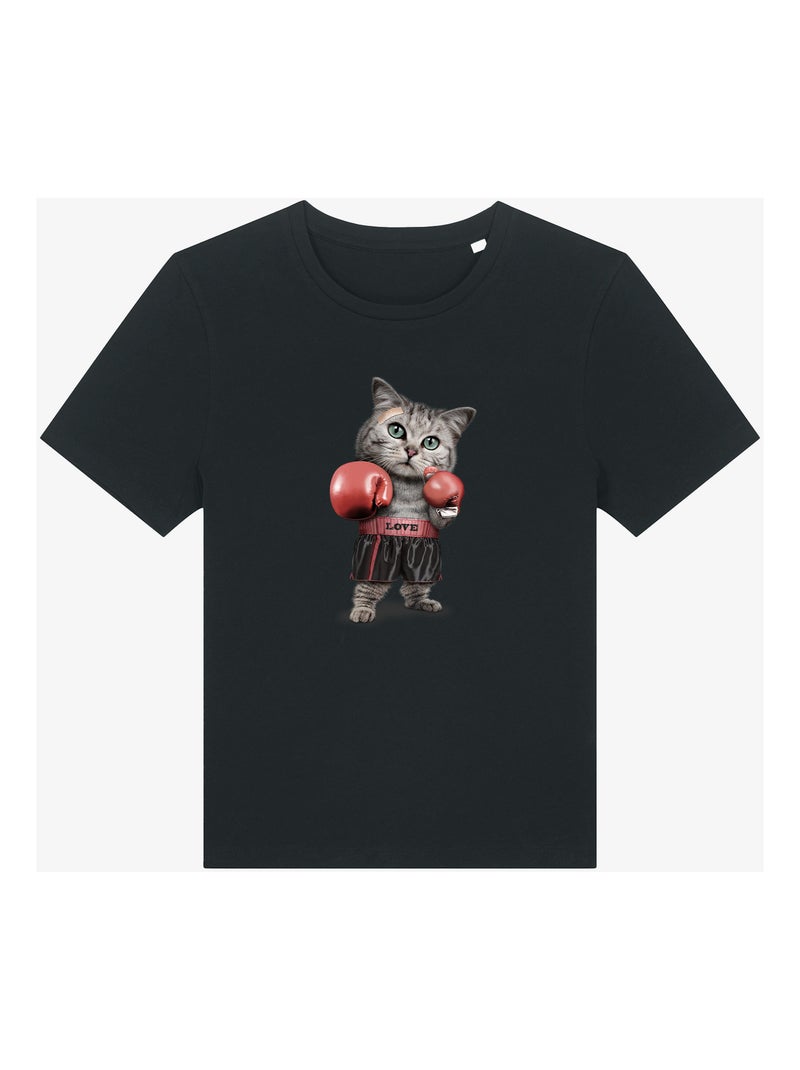 T-shirt Femme - BOXING CAT Noir - Kiabi