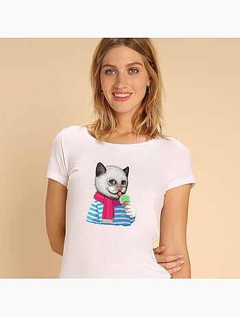 T-shirt Femme - CAT AND ICE CREAM