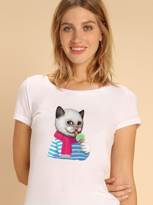 T-shirt Femme - CAT AND ICE CREAM - Kiabi