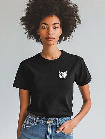 T-shirt Femme - CHAT CLIN DOEIL CŒUR