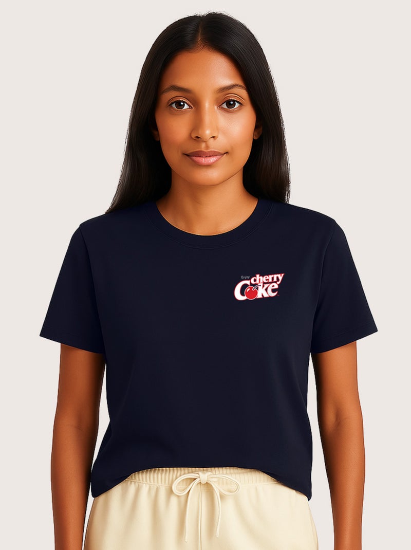 T-shirt Femme - CHERRY COKE CŒUR Bleu marine - Kiabi