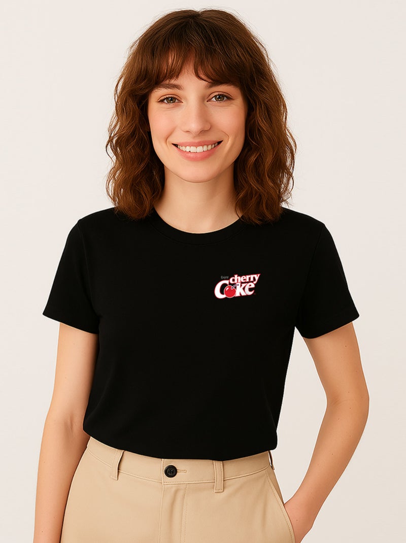 T-shirt Femme - CHERRY COKE CŒUR Noir - Kiabi