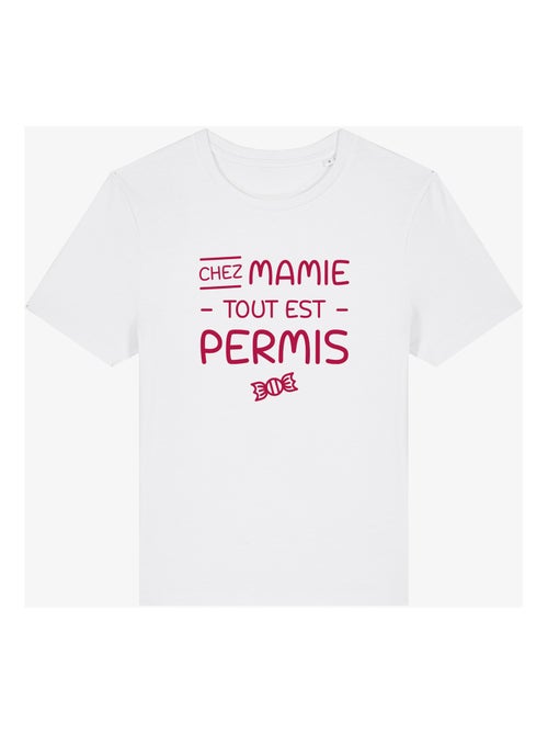 T-shirt Femme - CHEZ MAMIE TOUT EST PERMIS - Kiabi