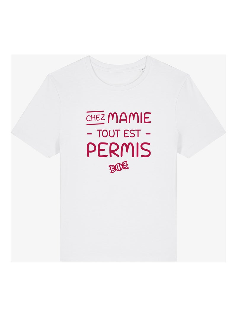 T-shirt Femme - CHEZ MAMIE TOUT EST PERMIS Blanc - Kiabi
