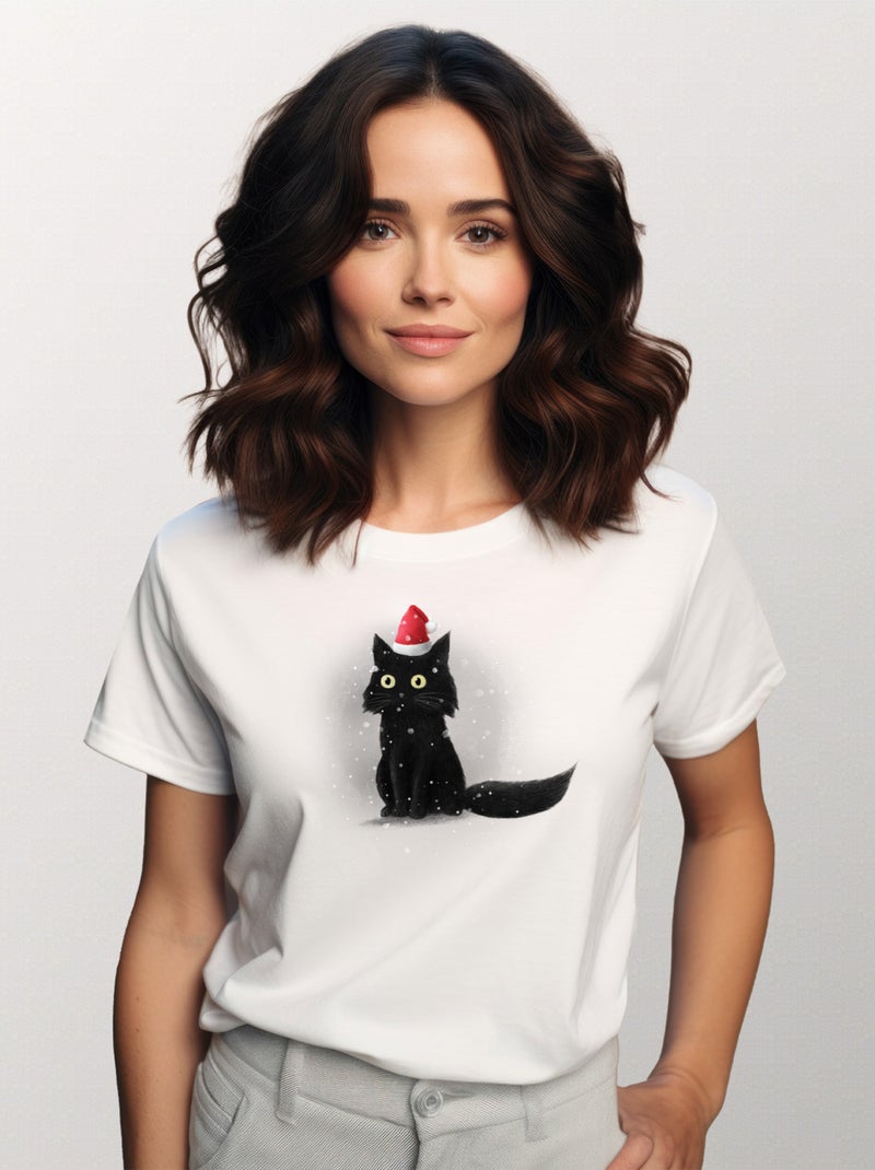 T-shirt Femme - CHRISTMAS CAT Blanc - Kiabi