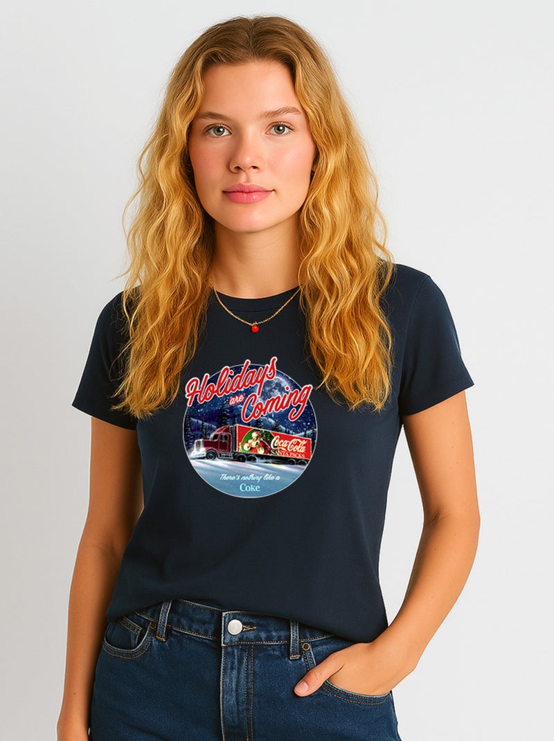 T-shirt Femme - COCA COLA HOLIDAYS COMING Bleu marine - Kiabi