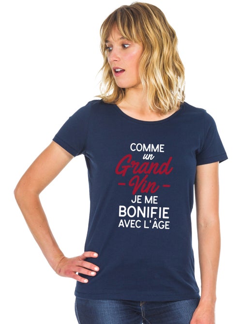T-shirt Femme - COMME UN GRAND VIN JE ME BONIFIE AVEC L'ÂGE WAF - Kiabi