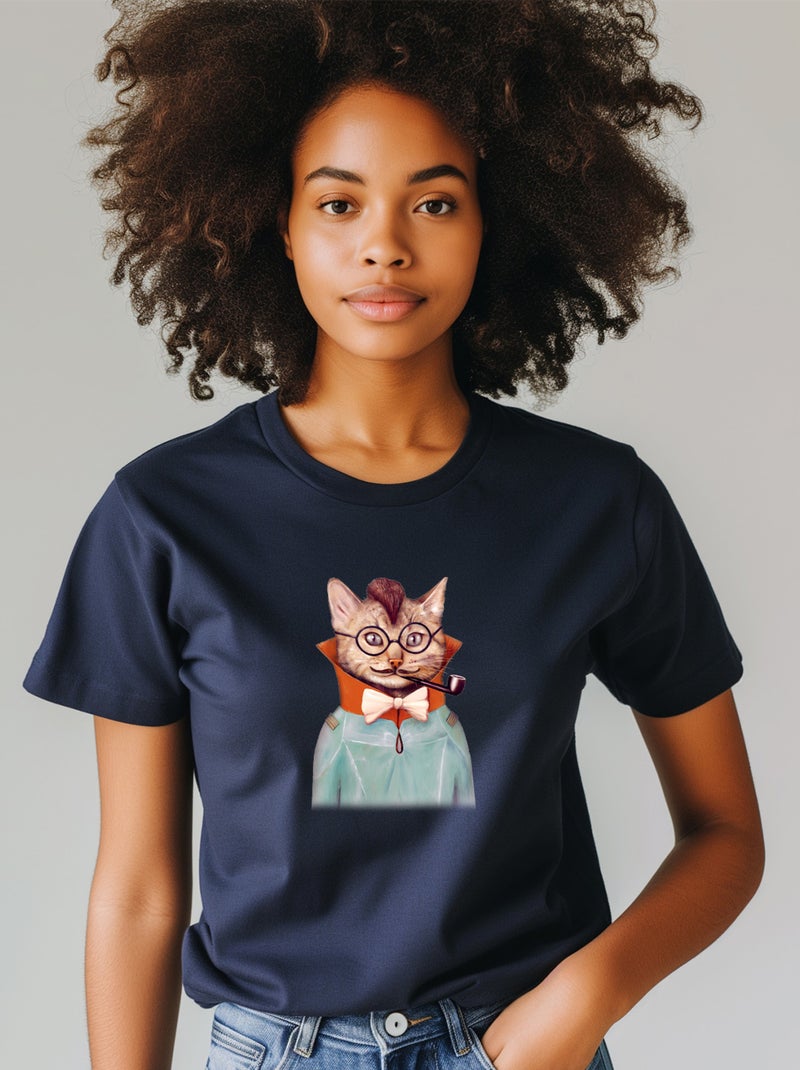 T-shirt Femme - ELECTRIC CAT Bleu marine - Kiabi