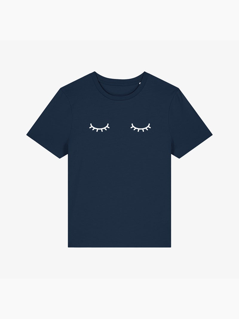 T-shirt Femme - EYES CLOSED Bleu marine - Kiabi