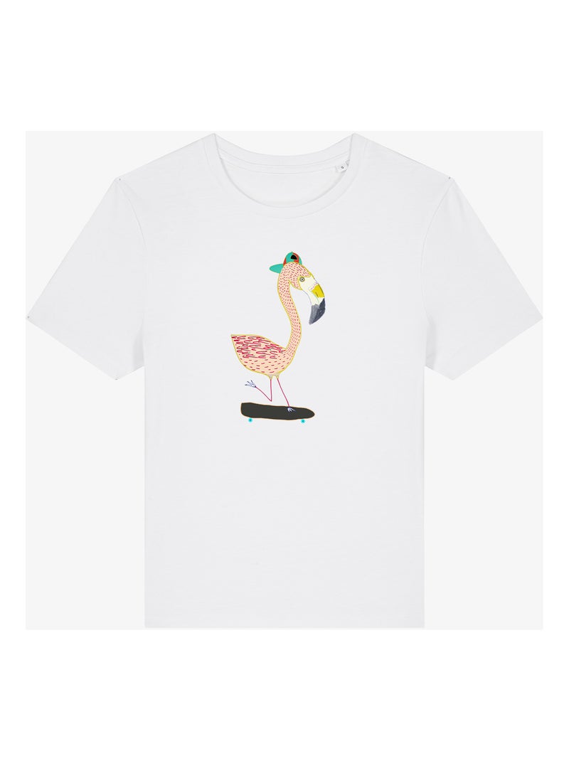 T-shirt Femme - FLAMINGO SKATER Blanc - Kiabi