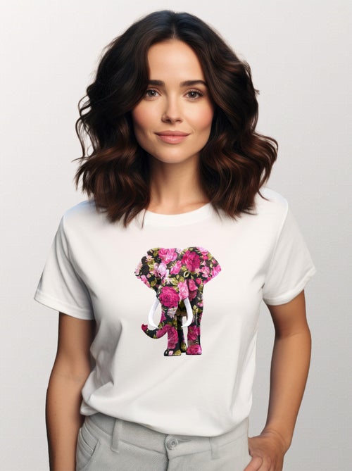 T-shirt Femme - FLORAL ELEPHANT - Kiabi