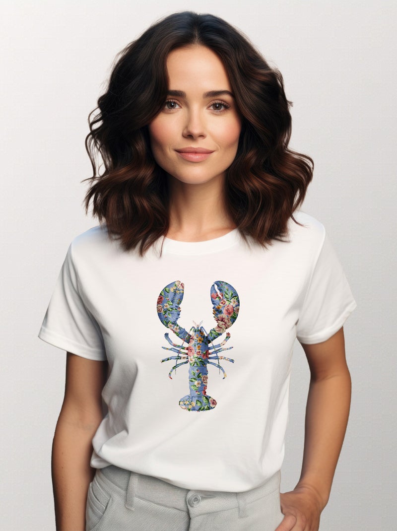 T-shirt Femme - FLORAL LOBSTER Blanc - Kiabi