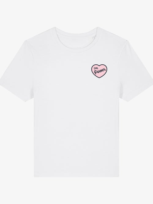 T-shirt Femme - GIRL POWER PINK HEART - Kiabi