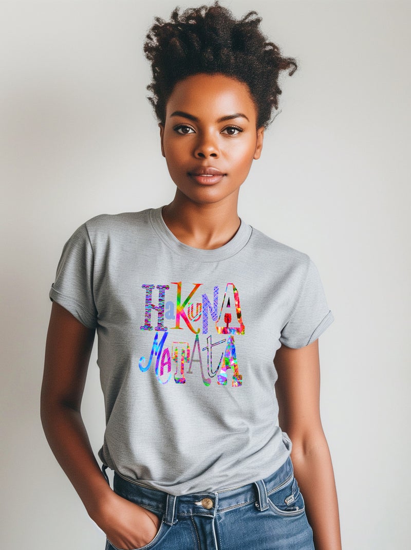 T-shirt Femme - HAKUNA MATATA COLOR Gris chiné - Kiabi