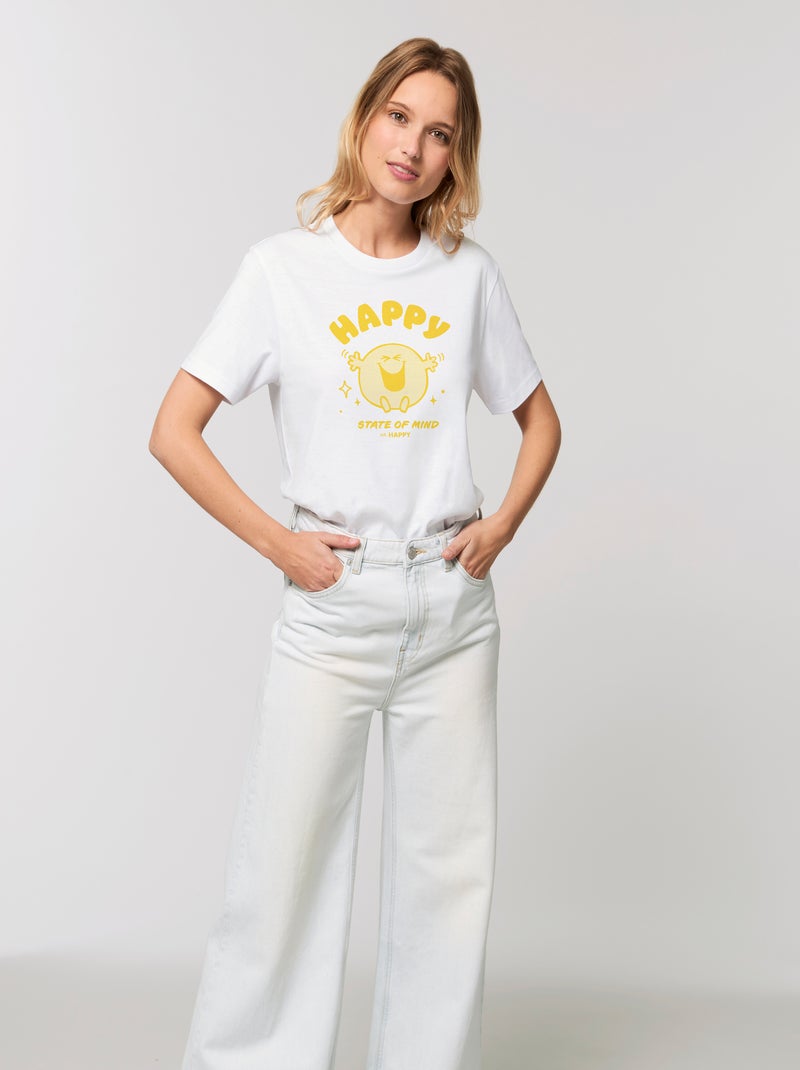 T-shirt Femme - HAPPY STATE OF MIND Blanc - Kiabi