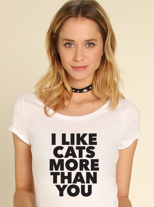 T-shirt Femme - I LIKE CATS MORE THAN YOU - Kiabi