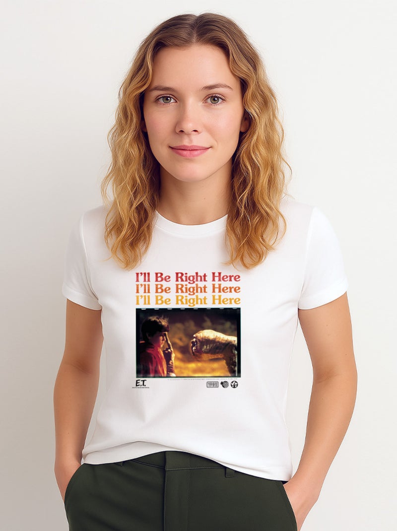 T-shirt Femme - I LL BE RIGHT HERE E.T Blanc - Kiabi