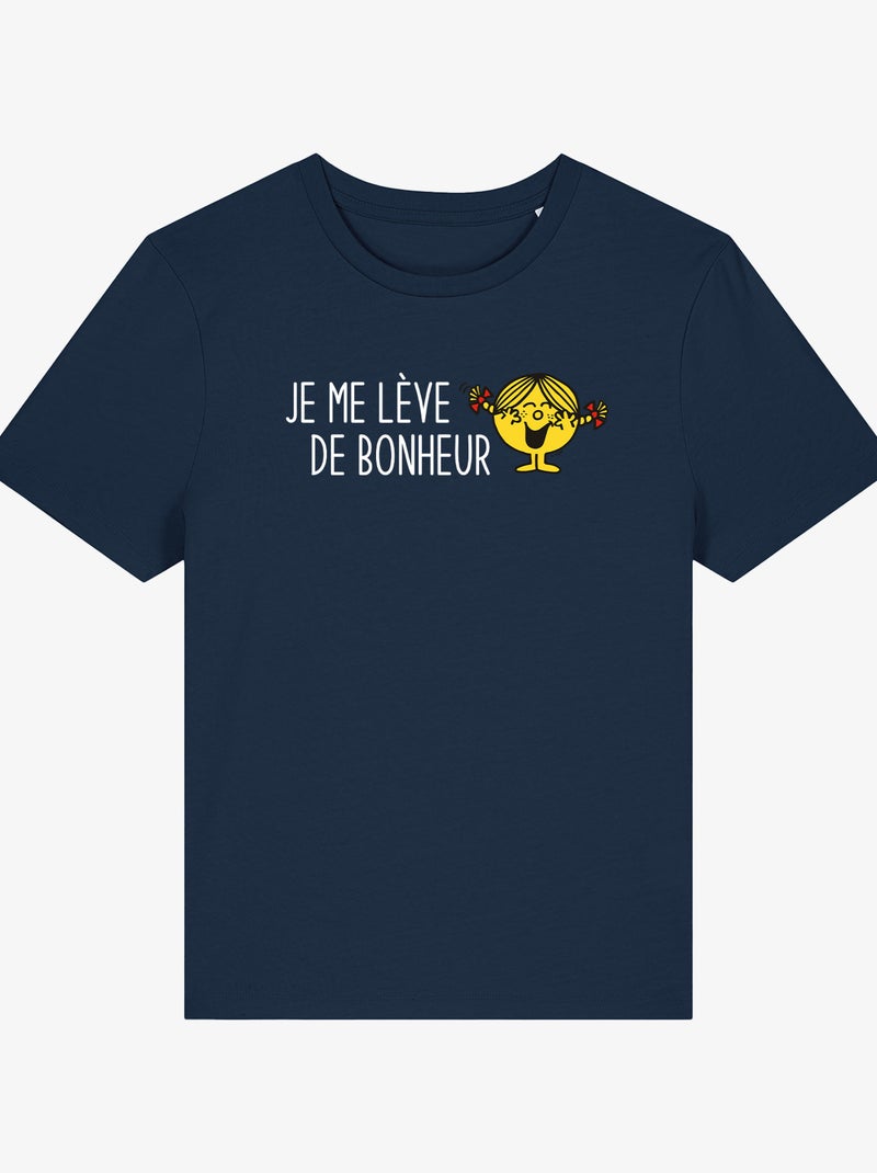 T-shirt Femme - JE ME LEVE DE BONHEUR Bleu marine - Kiabi