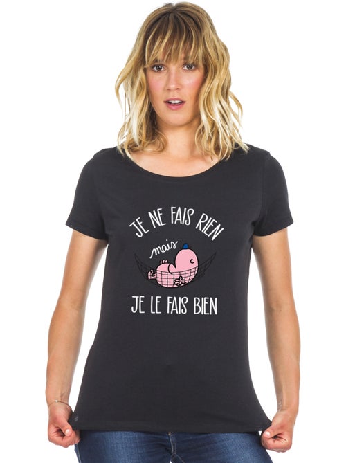 T-shirt Femme - JE NE FAIS RIEN MAIS JE LE FAIS BIEN - Kiabi