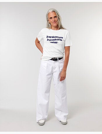T-shirt Femme - JE NE VIEILLIS PAS JE PRENDS DE LA VALEUR BLEU