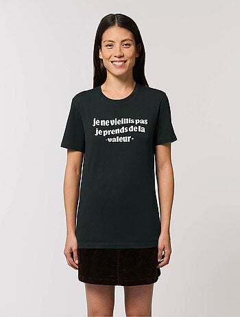 T-shirt Femme - JE NE VIEILLIS PAS JE PRENDS DE LA VALEUR BLEU