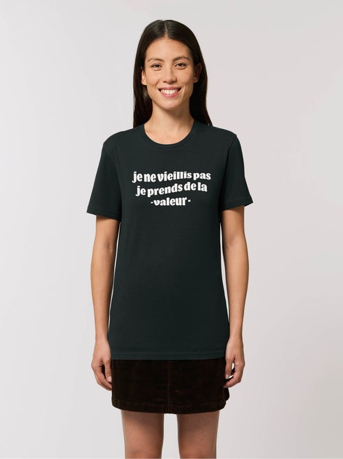 T-shirt Femme - JE NE VIEILLIS PAS JE PRENDS DE LA VALEUR BLEU - Kiabi