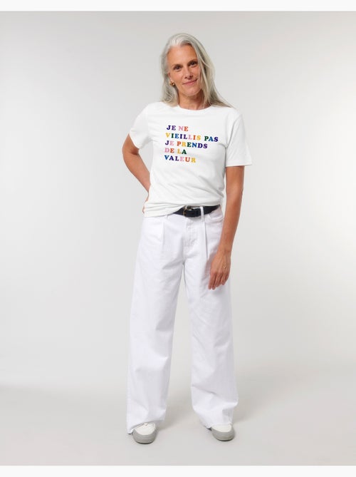 T-shirt Femme - JE NE VIEILLIS PAS JE PRENDS DE LA VALEUR COLORE - Kiabi