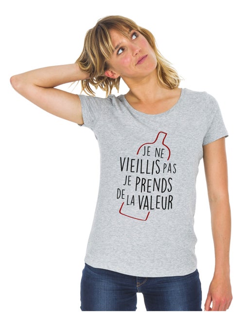 T-shirt Femme - JE NE VIEILLIS PAS JE PRENDS DE LA VALEUR - Kiabi