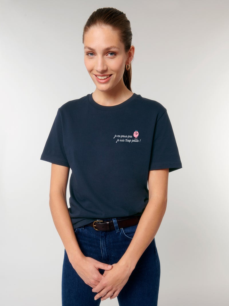 T-shirt Femme - JE PEUX PAS JE SUIS TROP PETITE COEUR Bleu marine - Kiabi