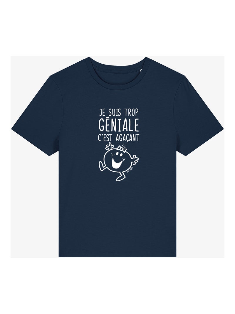 T-shirt Femme - JE SUIS TROP GÉNIALE C'EST AGAÇANT Bleu marine - Kiabi