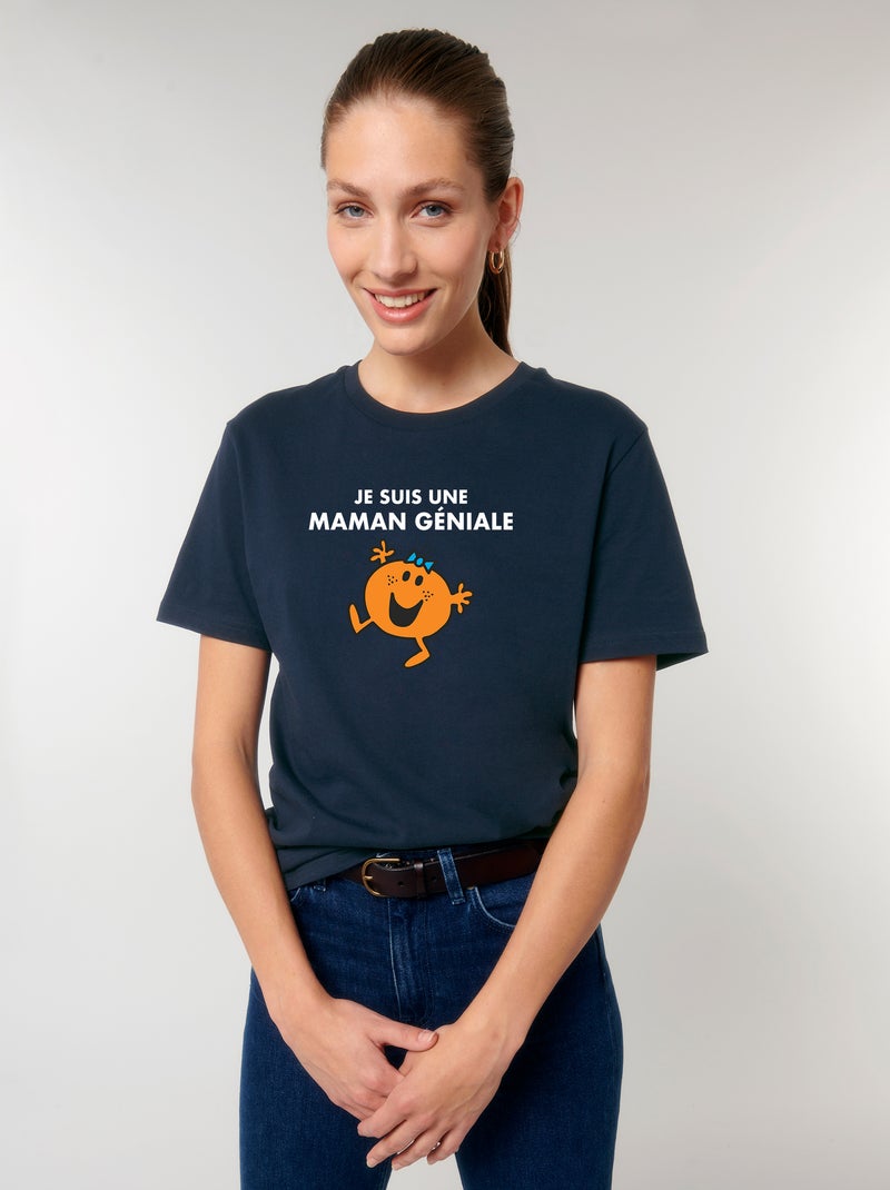 T-shirt Femme - JE SUIS UNE MAMAN GENIALE Bleu marine - Kiabi